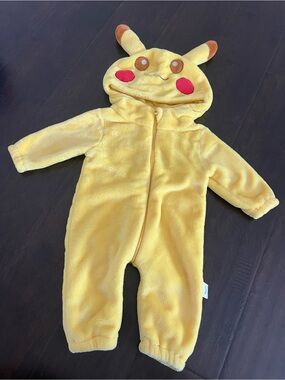 Yellow Pikachu Plush Hooded One-Piece for Infants